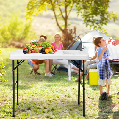 Costway Folding Fish Cleaning Table Portable Outdoor Heavy Duty Fillet Table - 4