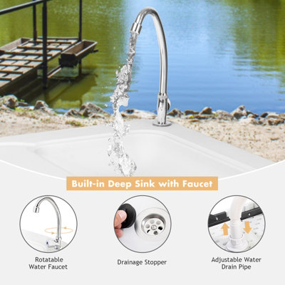 Costway Folding Fish Cleaning Table Portable Outdoor Heavy Duty Fillet Table - 5