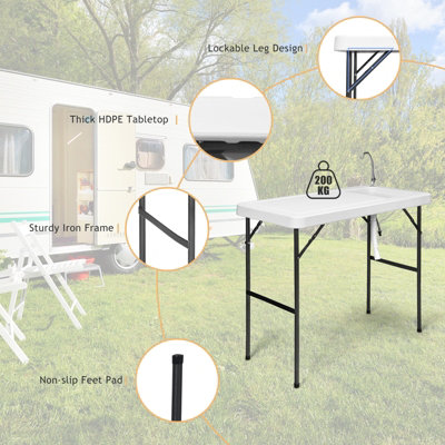 Costway Folding Fish Cleaning Table Portable Outdoor Heavy Duty Fillet Table - 6