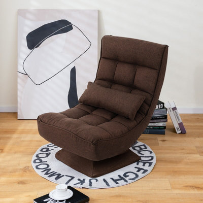 Costway Folding Floor Gaming Chair Swivel Lazy Padded Lounge Chair 4 Position Adjustable