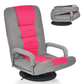 Costway Folding Floor Gaming Sofa Chair 6-Position Adjustable Recliner Swivel Armchair