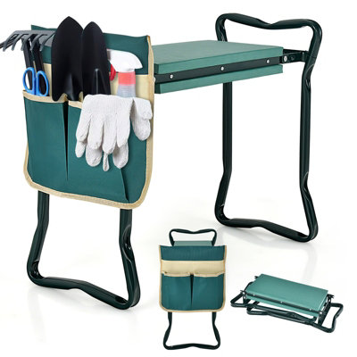 Costway Folding Garden Kneeler Seat Soft EVA Pad Bench w/ Large Tool Pouches