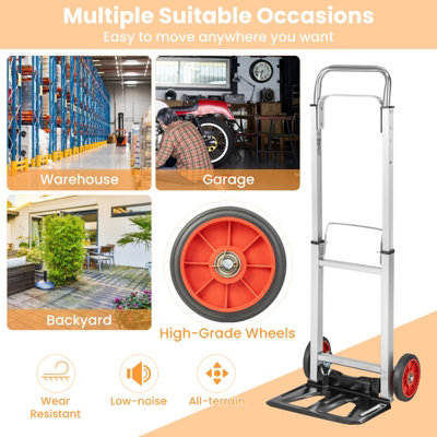 Costway Folding Hand Truck Heavy Duty Sack Barrow W/ Telescopic Handle All-Terrain Wheels - 5