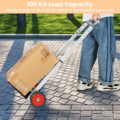 Costway Folding Hand Truck Heavy Duty Sack Barrow W/ Telescopic Handle All-Terrain Wheels - 6