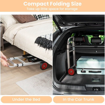 Costway Folding Hand Truck Heavy Duty Sack Barrow W/ Telescopic Handle All-Terrain Wheels - 8