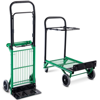Costway Folding Hand Truck Height Adjustable Heavy Duty Steel 90kg Capacity Portable