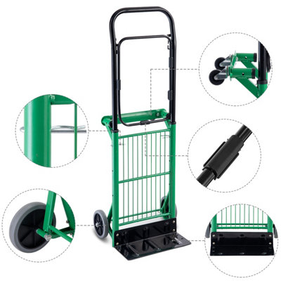 Costway Folding Hand Truck Height Adjustable Heavy Duty Steel 90kg Capacity Portable - 8