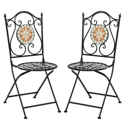 Costway Folding Metal Chairs Set of 2 w/ Backrests DIY at B&Q