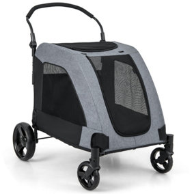Costway Folding Pet Stroller Portable Travel Pet Cart Wagon W/ 4 Wheels & Adjustable Handle