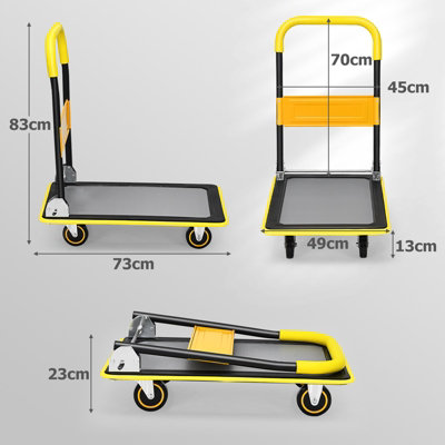 Runesay 330 Lb.Truck Hand Flatbed Cart Dolly Folding Moving Push Heavy-Duty Rolling Truck In Yellow BKTAK27 - The Home Depot