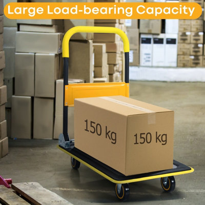 Costway Folding Push Cart Dolly Moving Hand Truck Rolling Flatbed Platform Cart 150KG - 4