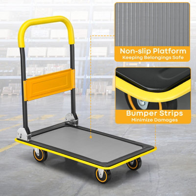 Costway Folding Push Cart Dolly Moving Hand Truck Rolling Flatbed Platform Cart 150KG - 6