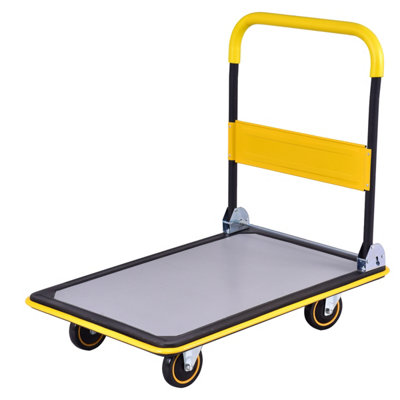 Costway Folding Push Cart Dolly Moving Hand Truck Rolling Flatbed Platform Cart 300KG