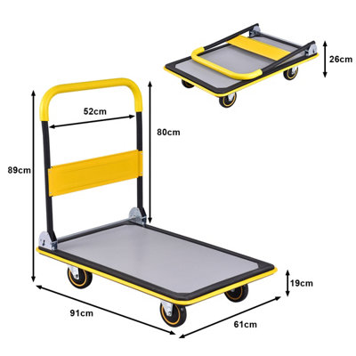 Costway Folding Push Cart Dolly Moving Hand Truck Rolling Flatbed Platform Cart 300KG - 4