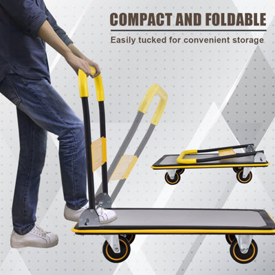 Costway Folding Push Cart Dolly Moving Hand Truck Rolling Flatbed Platform Cart 300KG - 7
