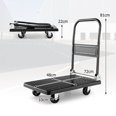 Costway Folding Push Cart Dolly Rolling Flatbed Luggage Cart W/ 360 Swivel Wheels 200kg