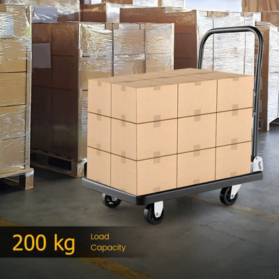 Costway Folding Push Cart Dolly Rolling Flatbed Luggage Cart W/ 360 Swivel Wheels 200kg - 3