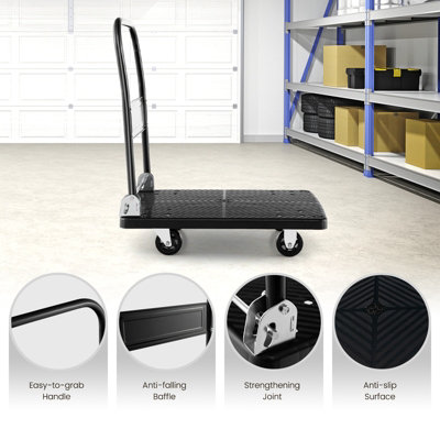 Costway Folding Push Cart Dolly Rolling Flatbed Luggage Cart W/ 360 Swivel Wheels 200kg - 6