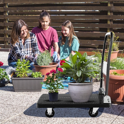 Costway Folding Push Cart Dolly Rolling Flatbed Luggage Cart W/ 360 Swivel Wheels 200kg - 9