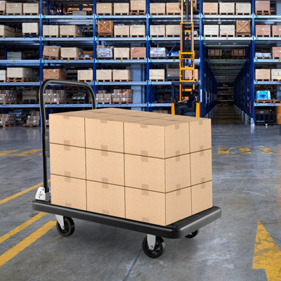 Costway Folding Push Cart Dolly Rolling Flatbed Luggage Cart W/ 360 Swivel Wheels 400kg - 4