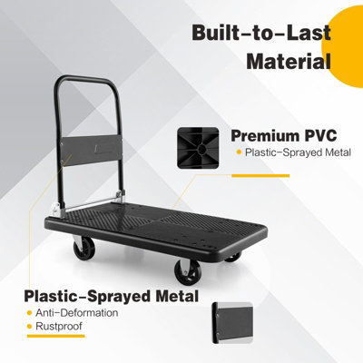 Costway Folding Push Cart Dolly Rolling Flatbed Luggage Cart W/ 360 Swivel Wheels 400kg - 5