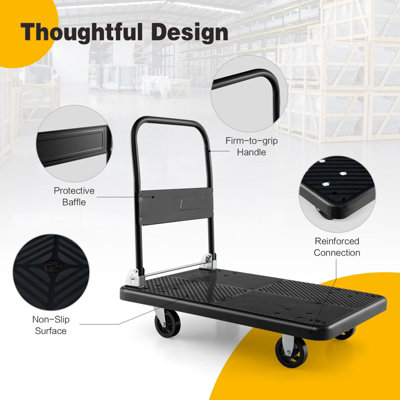 Costway Folding Push Cart Dolly Rolling Flatbed Luggage Cart W/ 360 Swivel Wheels 400kg - 8