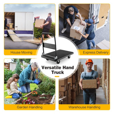 Costway Folding Push Cart Dolly Rolling Flatbed Luggage Cart W/ 360 Swivel Wheels 400kg - 9
