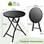 Costway Folding Round Patio Bistro Table Tempered Glass Tabletop Outdoor Cocktail Table