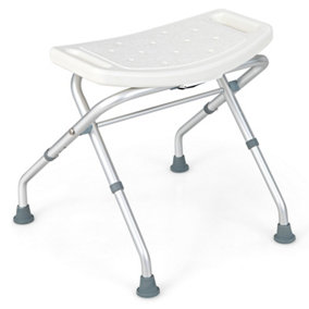 Costway Folding Shower Stool Height Adjustable Bath Chair Non-Slip Shower Seat Portable
