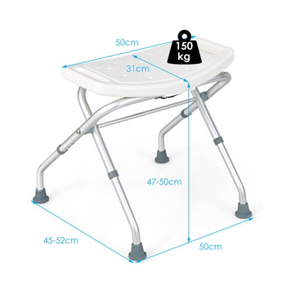 Costway Folding Shower Stool Height Adjustable Bath Chair Non-Slip Shower Seat Portable