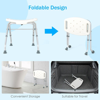 Costway Folding Shower Stool Height Adjustable Bath Chair Non-Slip Shower Seat Portable - 8