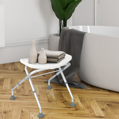 Costway Folding Shower Stool Height Adjustable Bath Chair Non-Slip Shower Seat Portable - 9