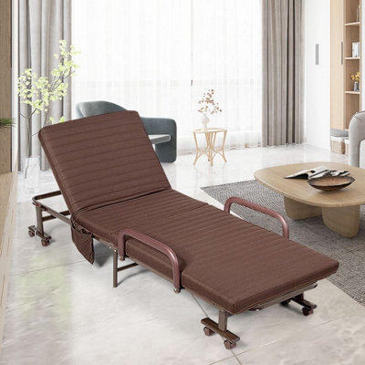 Costway Folding Single Sofa Bed Adjustable Sleeper Bed W Wheels Mattress
