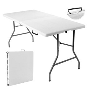 Costway Folding Table Camping Table Picnic Table with Metal Frame & Carrying Handle