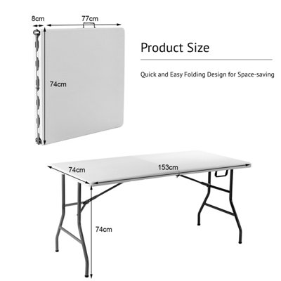 Costway Folding Table Camping Table Picnic Table with Metal Frame & Carrying Handle