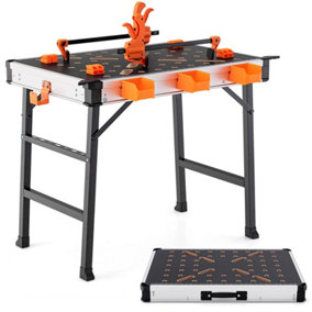Costway Folding Work Table Portable Workbench Workstation w/ 2 Quick Clamps & 4 Clamp Dogs