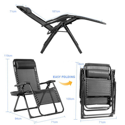 Costway Folding Zero Gravity Chair Lounge Chaise Chair Recliner with Detachable Headrest