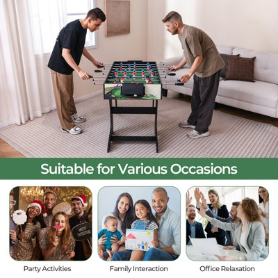 COSTWAY Foosball Table Game Set Foldable Football Table w/ Colorful Players - 6