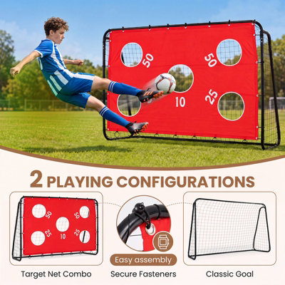 Costway Football Goal With Removable Target Net Red For Football Training