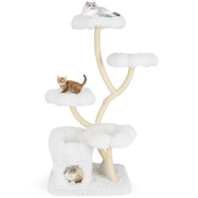 COSTWAY Freestanding Cat Tower 162 cm Tall Cat Tree w