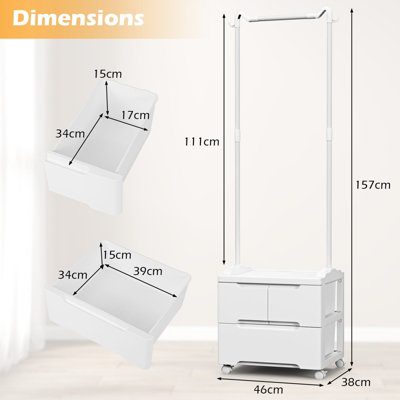 Home essentials rolling garment rack with 3 drawers instructions sale