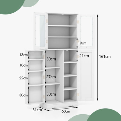 72 Inch Freestanding Kitchen Pantry Cabinet 4 Doors Storage Cupboard Shelves  Drawer - Costway