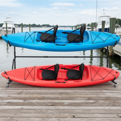 COSTWAY Freestanding Kayak Storage Rack for 2 Kayaks Metal Kayak Stand ...