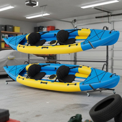 COSTWAY Freestanding Kayak Storage Rack for 2 Kayaks Metal Kayak Stand ...