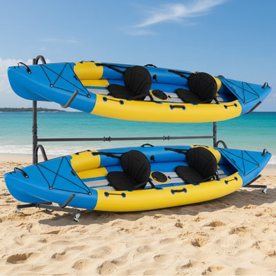 COSTWAY Freestanding Kayak Storage Rack for 2 Kayaks Metal Kayak Stand ...