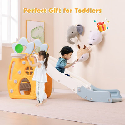 COSTWAY Freestanding Kids Slide Indoor Foldable Kids Slide with Climber
