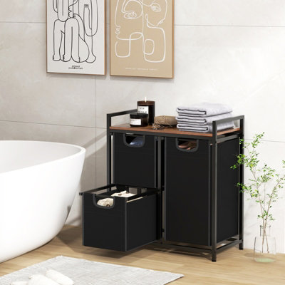 Costway Freestanding Laundry Hamper Laundry Basket Organizer w/3 Pull-Out Removable Bags - 4