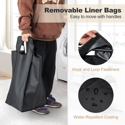 Costway Freestanding Laundry Hamper Laundry Basket Organizer w/3 Pull-Out Removable Bags - 6