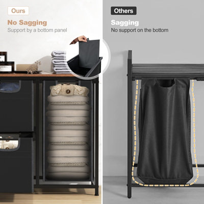 Costway Freestanding Laundry Hamper Laundry Basket Organizer w/3 Pull-Out Removable Bags - 7