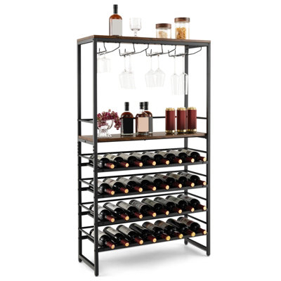 Costway Freestanding Wine Bakers Rack Industrial Floor Wine Rack Display Stand